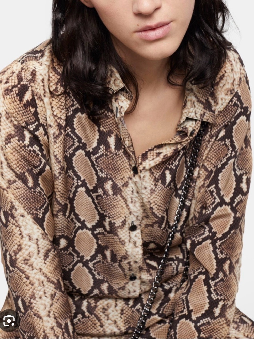 THE KOOPLES French Luxury 100% Silk Python Print Button Front Blouse NWT Size M - Picture 7 of 16